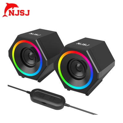 China No aux input. NJSJ 3.5mm Wired Multimedia Computer Speakers For Computer Laptop Desk , 2.0 Channel Stereo RGB Gaming Speakers for sale