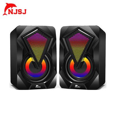 China NJSJ Mobile Phone Built-in 2*5 W Balanced Gaming USB RGB Stereo Speakers Set for sale