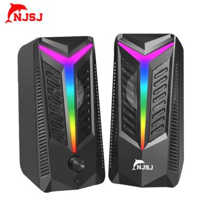 China NJSJ Computer Speakers 10W RGB Gaming Speakers 2.0 USB Powered Stereo None Bass Volume Control With 6 Controllable LED Lightboxes for sale