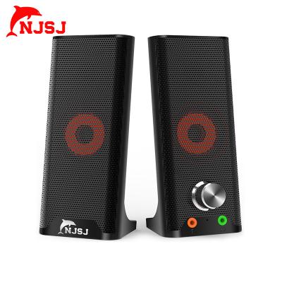 China NJSJ Plastic Deep Bass Stereo 2.0 USB Powered Aux Speaker. Gaming Computer Speaker3.5mm RGB Computer Speaker for sale