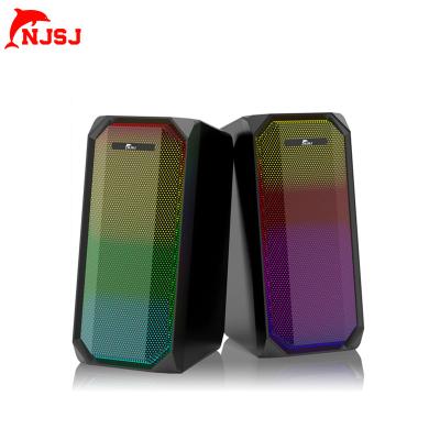 China NJSJ 2.0 Blue RGB Loudspeaker Tooth Speaker USB Powered Desktop Computer With Drivers Far-Field Heatsinks For PCs And Laptops for sale