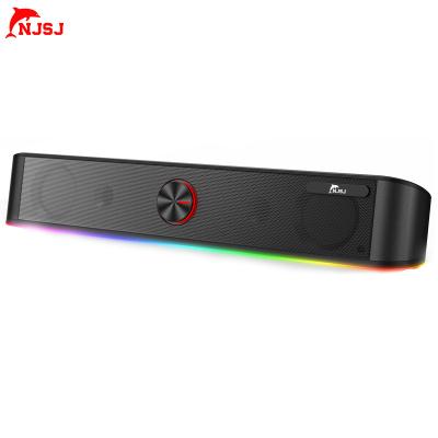 China NJSJ BT 5.0 Sound Bar PORTABLE Wired Speakers Home Theater Portable RGB Stereo Gaming Computer Soundbar For Desktop PC for sale