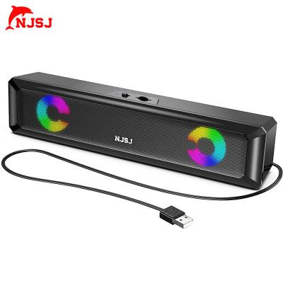 China No NJSJ Wired Sound Bar Speaker Home Theater System RGB Computer Speaker For Aux Speaker. Home Theater TV PC Laptop for sale