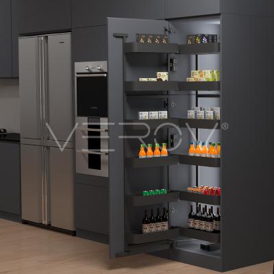 China Pull-Out Pantry System For Kitchen Hardware Verov Function Pull-Push Cabinet Top Pantry Storage Basket Cabinet Soft Closing Elevated Pantry Unit For Sideboard for sale