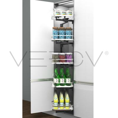 China Modern Pantry Kitchen Pull-Push High Function Cabinet Verov Flat Line Storage Cabinet Pull Out Pantry Unit Basket Tall Square Tray for sale