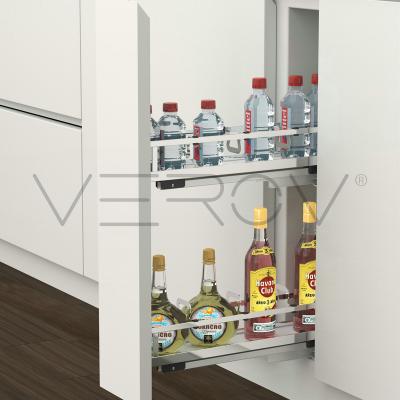 China Base Cupboard System For Verov Narrow Pull-Push Function Basket Sideboard Soft Closing Flat Line Mounted Basket Pull-Out Storage for sale