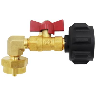 中国 Safest Household QCC1 Propane Refill Elbow Adapter with On-Off Control Valve LP Gas Refill Fits for AU Camping Grill 1 Pound Tank Cylinder 販売のため