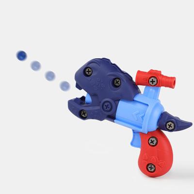 China Toy Wholesale Toy Gun DIY Toy Shooting Dinosaur Gun Assembly Puzzle Fun Shooting Toy Electronic Gun For Kids for sale