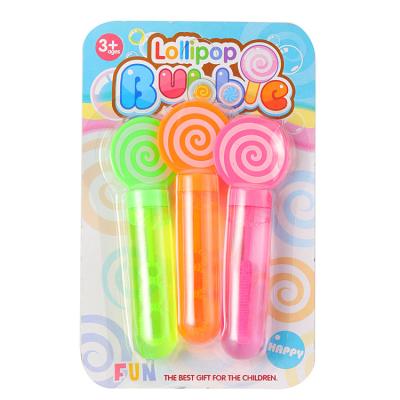 China Kids Toys Factory Direct Wholesale Cheap Plastic Soap Bubble Toy Lollipop Shape Water Blowing Mini Bubble Stick Toy For Kids Summer for sale