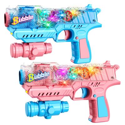 China Outdoor Electric Bubble Toy Gun Pistol Shooting Bubbles Toys Speed ​​Light Up Bubble Gun With Music Electric Bubble Toy Gun Pistol Shooting Bubbles for sale