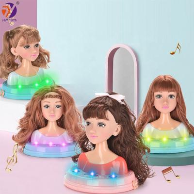 China Cartoon Toy Plastic Dress Up Doll Half Body Hairstyle Doll Makeup Doll Model Head For Girls for sale