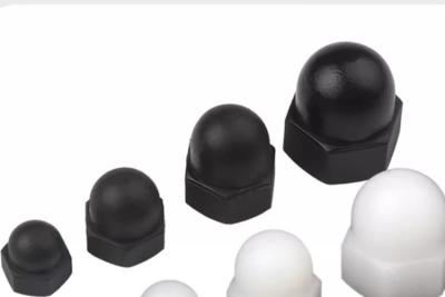 China Custom M10 M18 Nylon Dome Cap Nuts M16 Acron nuts Black white round head Plastic Nuts for sale