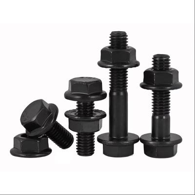 China M8 M22 Carbon Steel Black Oxide Hex Serrated Flange Bolt And Nut DIN6921 for sale