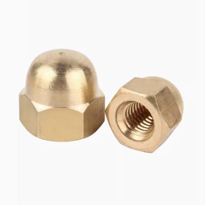 China M3 M4 M6 Brass Bronze Hexagon Hex Domed Cap Nut Acron Nut Copper Alloy H59 H62 DIN1587 for sale