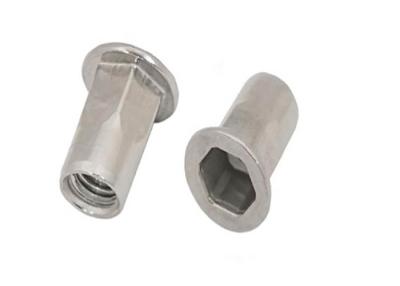 China M6 M8  18-8 Stainless Steel 304 316 Plain Semi Hex Flat Head Rivet Nuts for sale