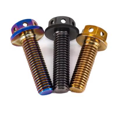 China M8 M10 M12 Gr2 Gr5 Titanium Alloy Steel Hex Flange Bolt Anodized Custom Color DIN6921 for sale