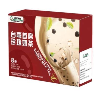 China Hot Selling Taiwan Famous Beverages Taiwan Brown Sugar Tapioca Pearl For Bubble Tea Kit 100g Instant Jelly Boba 30g Milk Tea Powder Instant Straw for sale