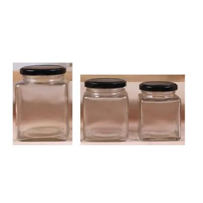 China Factory Price Food 50g 100g 250g 500g Square Glass Jar Food Packaging Empty Jar for sale