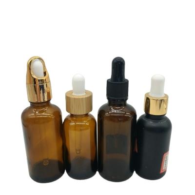 China Matte Cosmetic Essence Essential Oil Dropper Lids Glass Bottles Empty Frosted Set Luxury Unique Bamboo Cosmetic Package Sample for sale