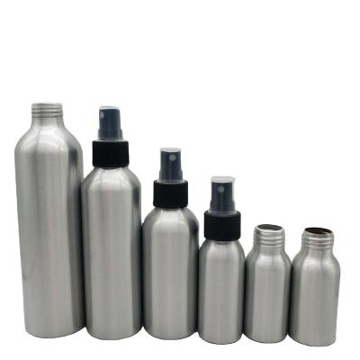 China 10ml 30ml 50ml 100ml 120ml 150ml 250ml 500ml Mist Sprayer Eco-friendly Empty Aluminum Metal Bottle Lightweight Aluminum Vapor Bottles With Sprayer for sale