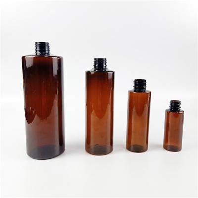 China Plastic Bottle 50ml 100ml 200ml 250ml 500ml cosmetic amber flat shoulder for sale