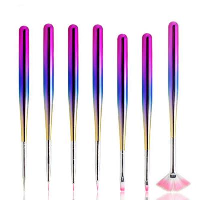 China Aokitec Durable Gradient Handle Plastic Color Painting Phototherapy Carving Pen Nail Brush Set for sale