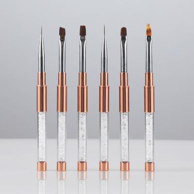 China Durable Aokitec Rose Gold Handle Rhinestone Carved Painted Acrylic Crystal Pen Nail Brush for sale