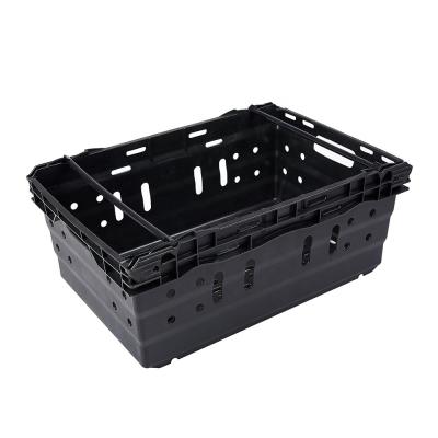 China Recyclable Plastic Stack Nest Crates With Swing Bars for sale