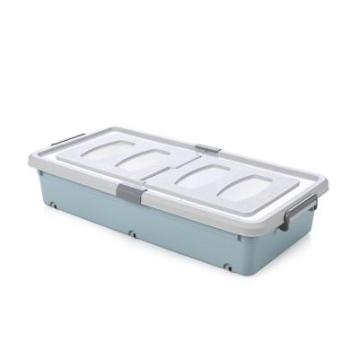 China Large Sustainable Plastic Latch Rolled Underbed Storage Box for sale