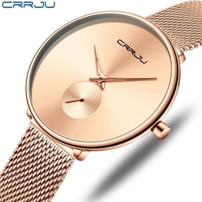 China Luxury Brand Crrju Water Resistant 2165 Women Watch Stainless Steel Strap Mesh Belt Simple Ladies Daily Dress Mesh Wristwatch for sale