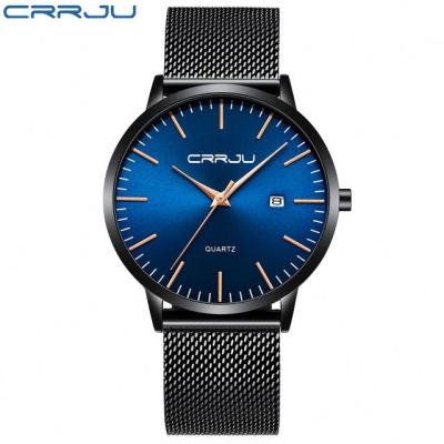 China Bestselling Crrju 2172 Auto Date Watches Slim Luxury Brand Men Quartz Custom Minimal Hombre Watch for sale