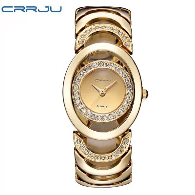 China Gold Diamond Quartz Waterproof Rhinestone Watch Relojes Mujer Ladies Bracelet Crrju 2201 Brand Luxury Women's Watches Waterproof Watches for sale