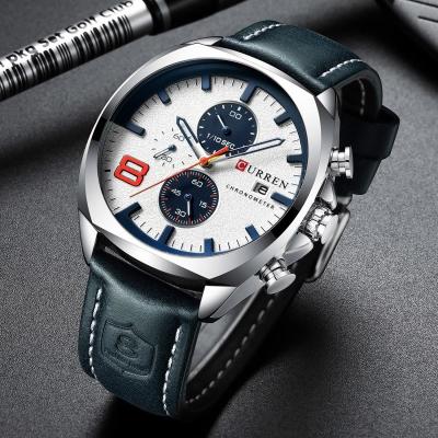 China Curren 8324 Automatic Date Fashion Sports Casual Watch Men Analog Quartz Watches Waterproof Date Military Wristwatches for sale