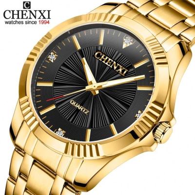 China Chenxi 050a Auto Date Waterproof Lover's Fashion Watches Gold Stainless Steel Band Cases Couple Wrist Watch for sale