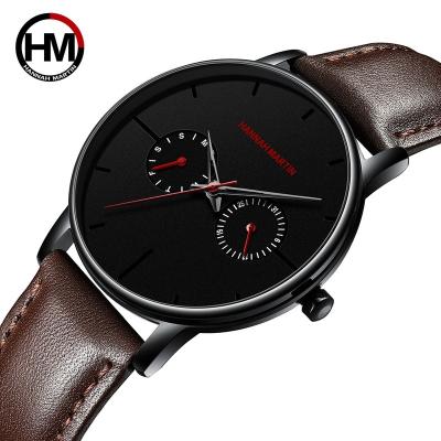 China Date Hannah Martin 150 designer men's automatic quartz movement watches low price analog waterproof fashion leather men's watch for sale