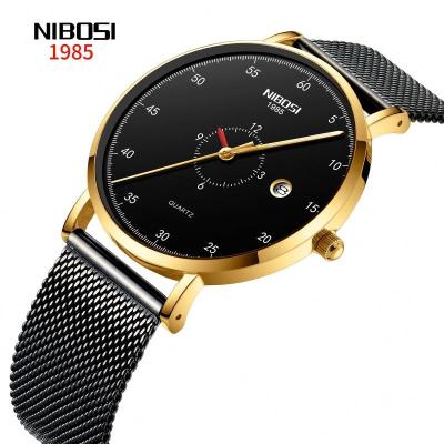 China Simple Chronograph Nibosi 2360 Style Watch Round And White Face With Mesh Strap Wristwatches for sale