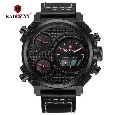 China Own Brand Mens Alarm KADEMAN K156 Chronograph Watches Double Display Calendar Luminous Fashion Led Digital Mens Waterproof Watches for sale