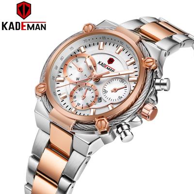 China KADEMAN New Auto Date Mounted Gold Ladies Quartz Watch Strap Steel Waterproof Calendar Strap Concise Women Wrist Watch for sale