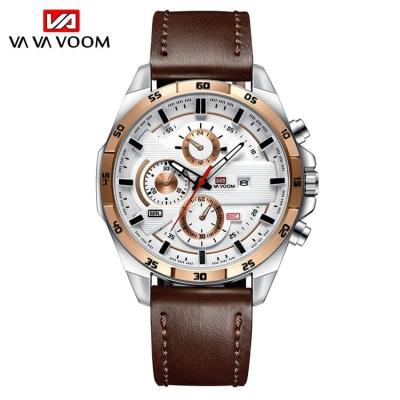 China VAVA VOOM VA-216 Automatic Date Designer Quality Quartz Analog Watches Calendar Leather Strap Automatic Watch For Men for sale