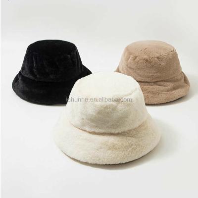 China New factory design winter hat girls women rabbit fur winter bucket hat fishman faux fur COMMON hat fashion for sale