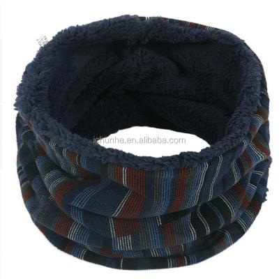 China Girls Women Winter Neck Scarf Infinity Acrylic Warmer Snood Heavy Knitted Sherpa Scarves Striped Plush Arm Warmers for sale