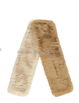 China Faux Leather Scarf Ladies Rabbit Fur Neck Scarf Medium Fur Scarf for sale