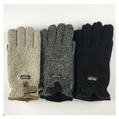 China Plain ragg wool glove with fingers 30% 50% 100% wool C40 mittens lining with real leather palm binding for sale