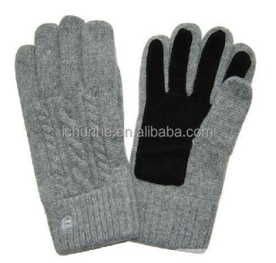 China Cheap knitting comfort glove factory winter thinsulate logo customer knitted blend leather gloves for sale