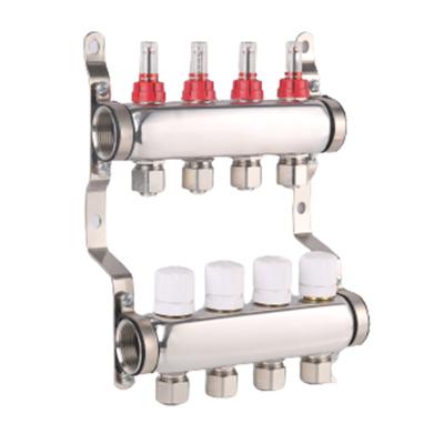 China Large flow SS304 modern stainless steel underfloor heating saninery manifold flow meter for sale