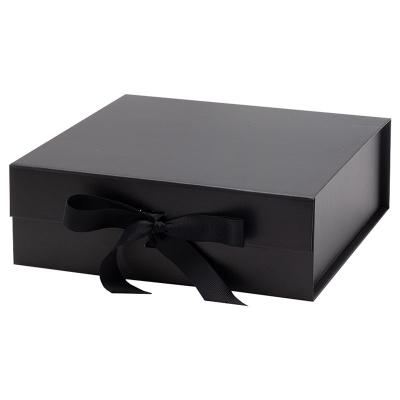 China Luxury Custom Recycled Materials Cardboard Gift Box Black Ribbon Packaging Box With Wedding Gift for sale