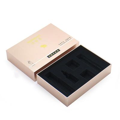 China Recyclable Custom Cosmetic Paper Box Gold Color Folding Cardboard Box Makeup Packaging Box For Skin Care for sale