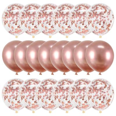 China 20Pcs Rose Gold Balloon Set Confetti Balloons Globals Birthday Party Wedding Decoration Eco-Friendly Baby Shower Metallic Balloon for sale