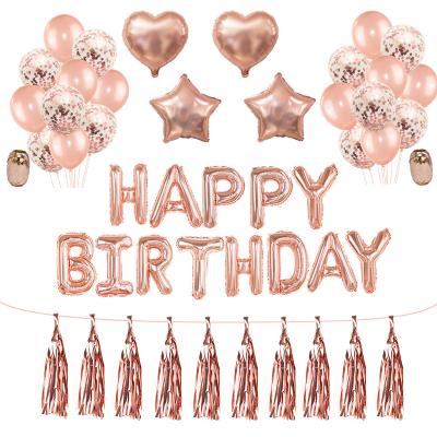 China Rose Gold Wedding Birthday Party Eco-Friendly Balloons Happy Birthday Letter Foil Balloon Baby Shower Birthday Event Party Decor Supplies for sale