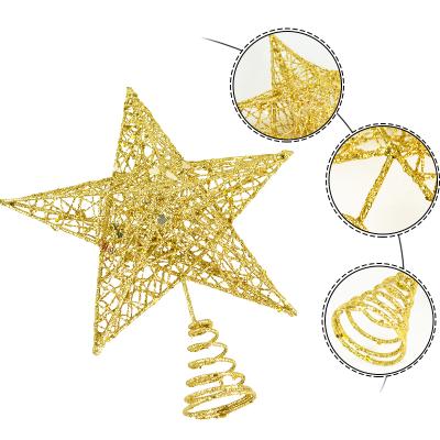 China Festival Decoration Gold Glitter Christmas Tree Iron Star Top Christmas Decorations For Home Xmas Tree Ornaments Navidad Natal Noel 2021 New Year for sale